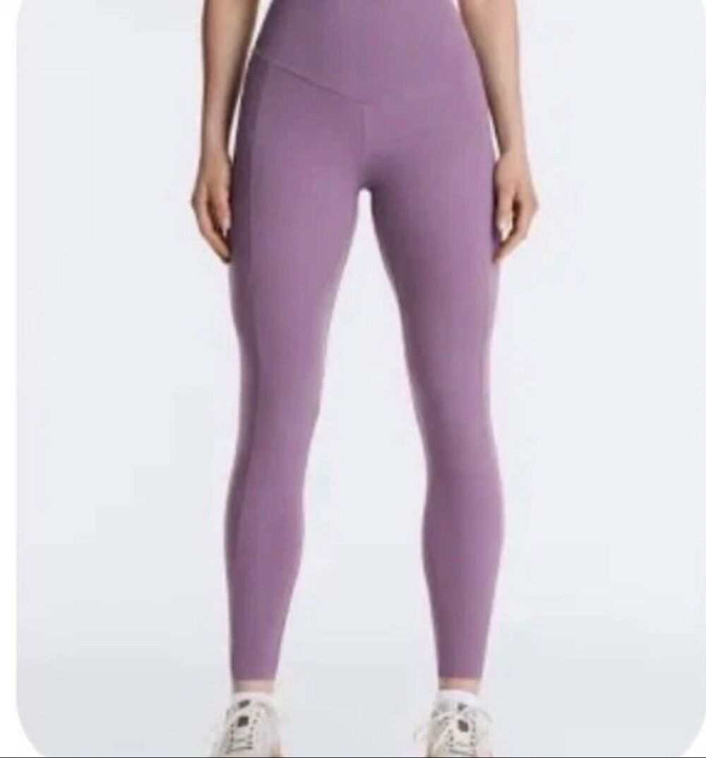 Oysho Womens Purple Core Control Compressive Scalloped Hem Leggings Size S New